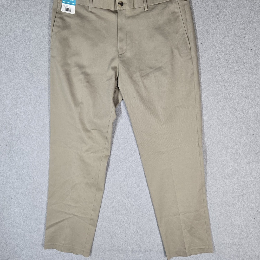 Haggar Men Pants 38X32 Khaki Dress Pants Twill Dress Pants Straight Fit Stretch